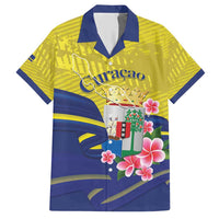Curacao Flag Day Hawaiian Shirt Felis Dia di Bandera Pink Plumeria - Wonder Print Shop