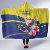 Curacao Flag Day Hooded Blanket Felis Dia di Bandera Pink Plumeria - Wonder Print Shop
