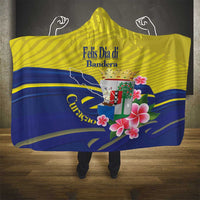 Curacao Flag Day Hooded Blanket Felis Dia di Bandera Pink Plumeria - Wonder Print Shop
