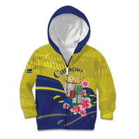 Curacao Flag Day Kid Hoodie Felis Dia di Bandera Pink Plumeria - Wonder Print Shop