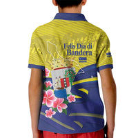 Curacao Flag Day Kid Polo Shirt Felis Dia di Bandera Pink Plumeria - Wonder Print Shop