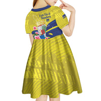 Curacao Flag Day Kid Short Sleeve Dress Felis Dia di Bandera Pink Plumeria - Wonder Print Shop