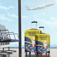 Curacao Flag Day Luggage Cover Felis Dia di Bandera Pink Plumeria - Wonder Print Shop