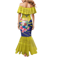 Curacao Flag Day Mermaid Dress Felis Dia di Bandera Pink Plumeria - Wonder Print Shop