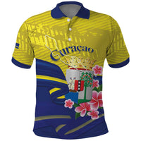 Curacao Flag Day Polo Shirt Felis Dia di Bandera Pink Plumeria - Wonder Print Shop