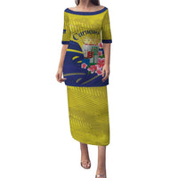 Curacao Flag Day Puletasi Felis Dia di Bandera Pink Plumeria - Wonder Print Shop