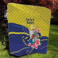 Curacao Flag Day Quilt Felis Dia di Bandera Pink Plumeria - Wonder Print Shop