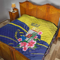 Curacao Flag Day Quilt Felis Dia di Bandera Pink Plumeria - Wonder Print Shop