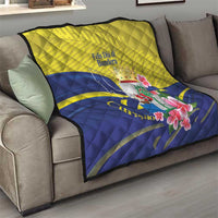Curacao Flag Day Quilt Felis Dia di Bandera Pink Plumeria - Wonder Print Shop