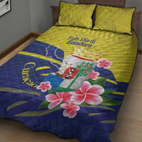 Curacao Flag Day Quilt Bed Set Felis Dia di Bandera Pink Plumeria - Wonder Print Shop
