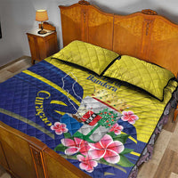 Curacao Flag Day Quilt Bed Set Felis Dia di Bandera Pink Plumeria - Wonder Print Shop