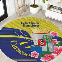 Curacao Flag Day Round Carpet Felis Dia di Bandera Pink Plumeria - Wonder Print Shop