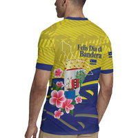 Curacao Flag Day Rugby Jersey Felis Dia di Bandera Pink Plumeria - Wonder Print Shop