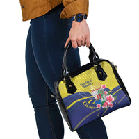 Curacao Flag Day Shoulder Handbag Felis Dia di Bandera Pink Plumeria - Wonder Print Shop