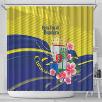 Curacao Flag Day Shower Curtain Felis Dia di Bandera Pink Plumeria - Wonder Print Shop