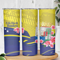 Curacao Flag Day Skinny Tumbler Felis Dia di Bandera Pink Plumeria - Wonder Print Shop