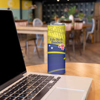 Curacao Flag Day Skinny Tumbler Felis Dia di Bandera Pink Plumeria - Wonder Print Shop