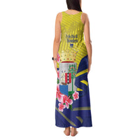 Curacao Flag Day Tank Maxi Dress Felis Dia di Bandera Pink Plumeria - Wonder Print Shop