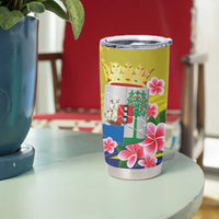 Curacao Flag Day Tumbler Cup Felis Dia di Bandera Pink Plumeria - Wonder Print Shop