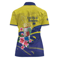 Curacao Flag Day Women Polo Shirt Felis Dia di Bandera Pink Plumeria - Wonder Print Shop