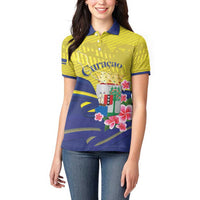 Curacao Flag Day Women Polo Shirt Felis Dia di Bandera Pink Plumeria - Wonder Print Shop