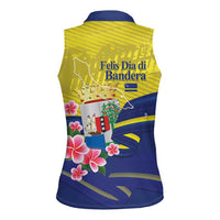 Curacao Flag Day Women Sleeveless Polo Shirt Felis Dia di Bandera Pink Plumeria - Wonder Print Shop