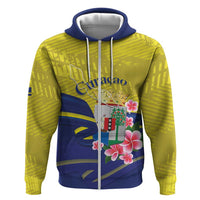 Curacao Flag Day Zip Hoodie Felis Dia di Bandera Pink Plumeria - Wonder Print Shop