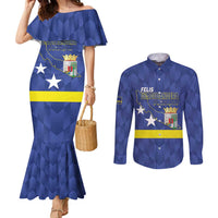 Felis Dia di Bandera Curacao Couples Matching Mermaid Dress and Long Sleeve Button Shirt Flag Proud - Wonder Print Shop