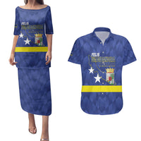 Felis Dia di Bandera Curacao Couples Matching Puletasi and Hawaiian Shirt Flag Proud - Wonder Print Shop