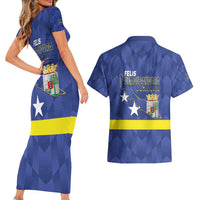 Felis Dia di Bandera Curacao Couples Matching Short Sleeve Bodycon Dress and Hawaiian Shirt Flag Proud - Wonder Print Shop