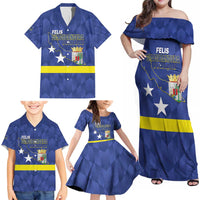 Felis Dia di Bandera Curacao Family Matching Off Shoulder Maxi Dress and Hawaiian Shirt Flag Proud - Wonder Print Shop