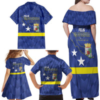 Felis Dia di Bandera Curacao Family Matching Off Shoulder Maxi Dress and Hawaiian Shirt Flag Proud - Wonder Print Shop