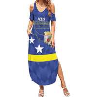 Felis Dia di Bandera Curacao Family Matching Summer Maxi Dress and Hawaiian Shirt Flag Proud - Wonder Print Shop