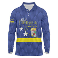 Felis Dia di Bandera Curacao Long Sleeve Polo Shirt Flag Proud - Wonder Print Shop