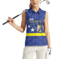 Felis Dia di Bandera Curacao Women Sleeveless Polo Shirt Flag Proud - Wonder Print Shop