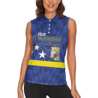 Felis Dia di Bandera Curacao Women Sleeveless Polo Shirt Flag Proud - Wonder Print Shop