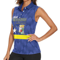 Felis Dia di Bandera Curacao Women Sleeveless Polo Shirt Flag Proud - Wonder Print Shop