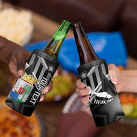 Custom Curacao Football 4 in 1 Can Cooler Tumbler Go La Familia Azul Black Style - Wonder Print Shop