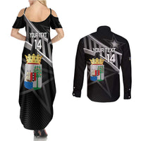 Custom Curacao Football Couples Matching Summer Maxi Dress and Long Sleeve Button Shirt Go La Familia Azul Black Style - Wonder Print Shop