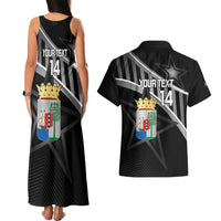 Custom Curacao Football Couples Matching Tank Maxi Dress and Hawaiian Shirt Go La Familia Azul Black Style - Wonder Print Shop