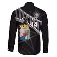 Custom Curacao Football Family Matching Off The Shoulder Long Sleeve Dress and Hawaiian Shirt Go La Familia Azul Black Style - Wonder Print Shop