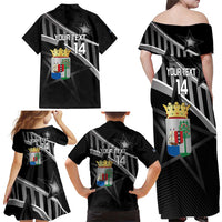 Custom Curacao Football Family Matching Off Shoulder Maxi Dress and Hawaiian Shirt Go La Familia Azul Black Style - Wonder Print Shop