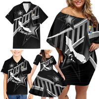 Custom Curacao Football Family Matching Off Shoulder Short Dress and Hawaiian Shirt Go La Familia Azul Black Style - Wonder Print Shop