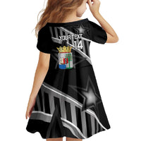 Custom Curacao Football Family Matching Short Sleeve Bodycon Dress and Hawaiian Shirt Go La Familia Azul Black Style - Wonder Print Shop