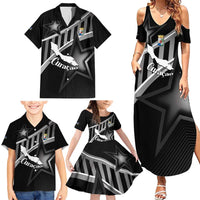 Custom Curacao Football Family Matching Summer Maxi Dress and Hawaiian Shirt Go La Familia Azul Black Style - Wonder Print Shop