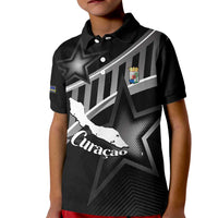 Custom Curacao Football Kid Polo Shirt Go La Familia Azul Black Style - Wonder Print Shop