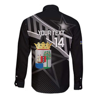 Custom Curacao Football Long Sleeve Button Shirt Go La Familia Azul Black Style - Wonder Print Shop