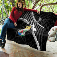 Custom Curacao Football Quilt Go La Familia Azul Black Style - Wonder Print Shop