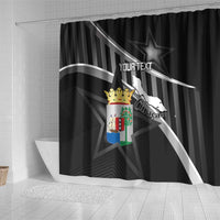 Custom Curacao Football Shower Curtain Go La Familia Azul Black Style - Wonder Print Shop