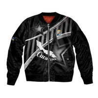Custom Curacao Football Sleeve Zip Bomber Jacket Go La Familia Azul Black Style - Wonder Print Shop